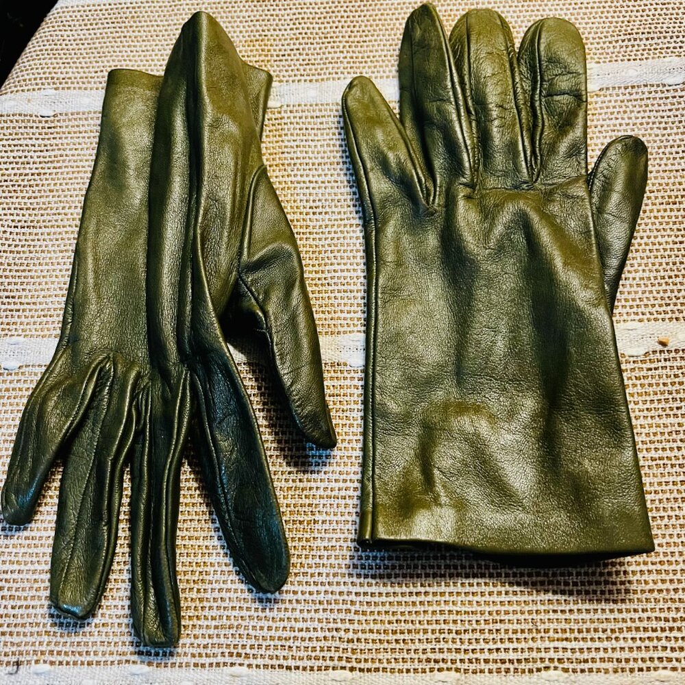 Luxurious Geniune Deerskin Leather Gloves Olive  Sz 7